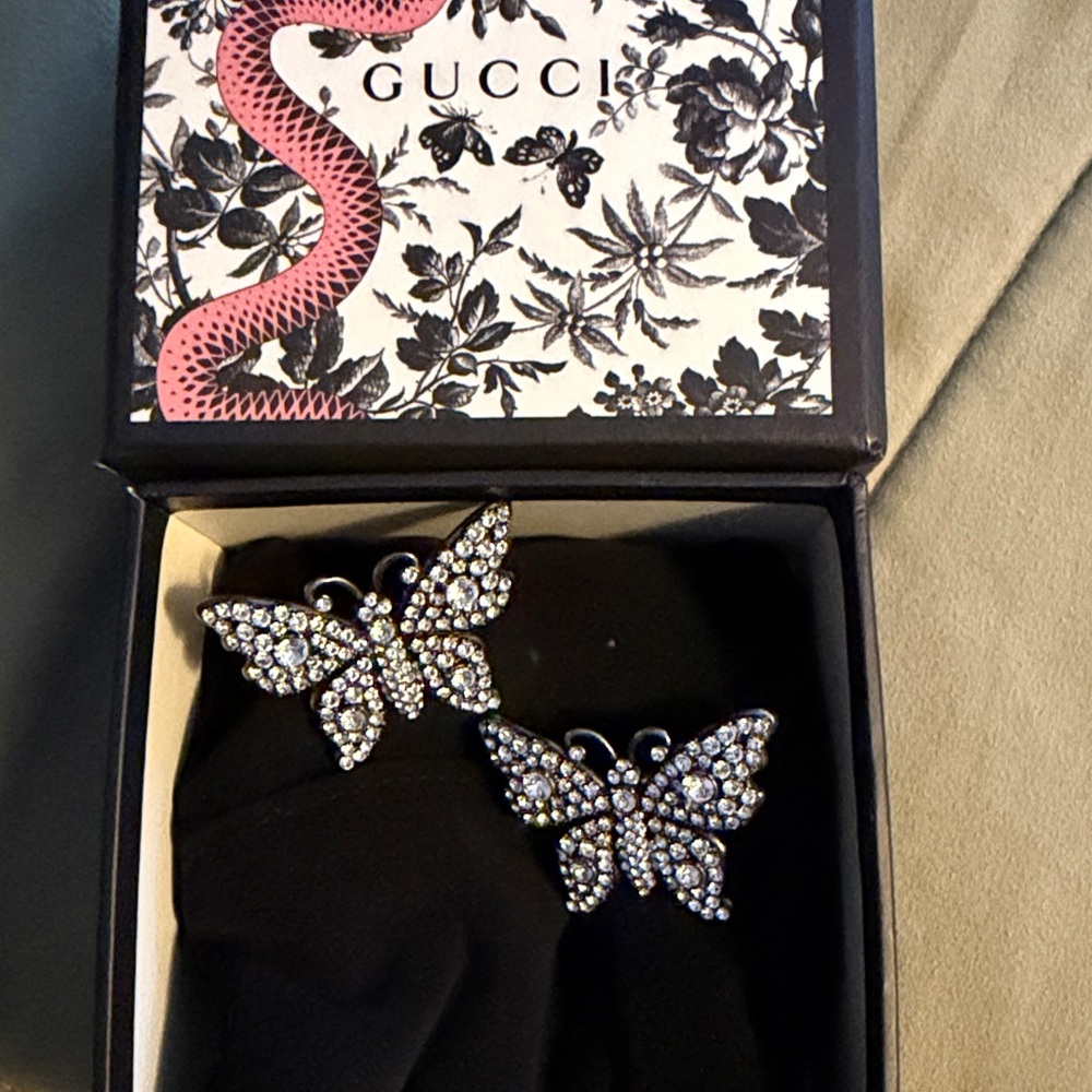 Gucci Silver Butterfly Earrings